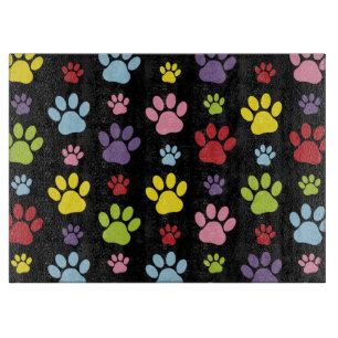 Farbige Paws, Muster, Paw Prints, Hundeschrauben Schneidebrett