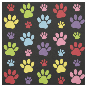 Farbige Paws, Muster, Paw Prints, Hundeschrauben Stoff