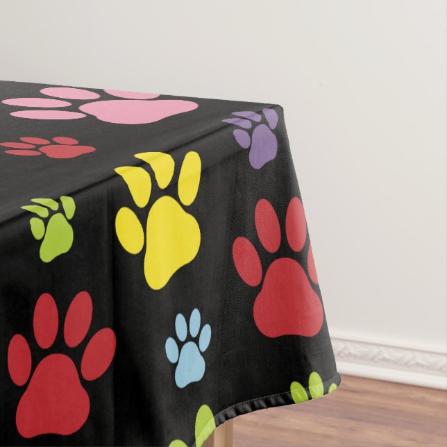 Farbige Paws, Muster, Paw Prints, Hundeschrauben Tischdecke (Beispiel)