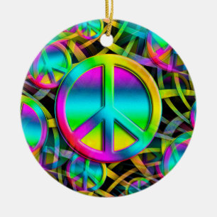 Farbige PEACE nahtlose Muster + Ihre Ideen Keramik Ornament