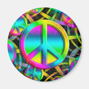 Farbige PEACE nahtlose Muster + Ihre Ideen Magnet