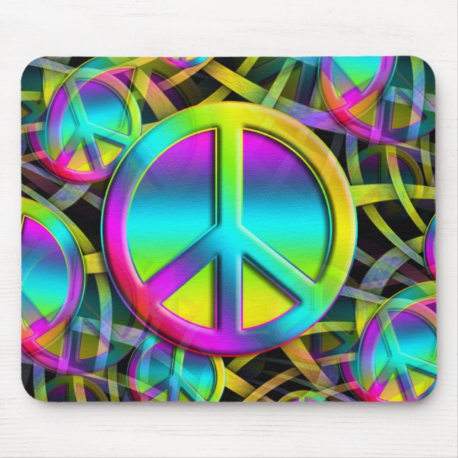 Farbige PEACE nahtlose Muster + Ihre Ideen Mousepad (Vorne)