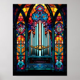 Farbige Pfeifenorgel Kathedrale Buntglas Kunst Poster