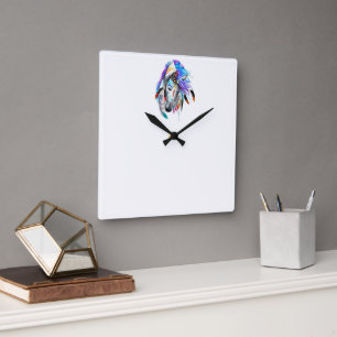 Farbige Pferdeklemme Quadratische Wanduhr