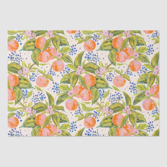 Farbige Pfirsiche mit Blume Seidenpapier (Vorderseite)