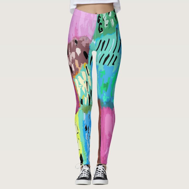 Farbige Pflaster Leggings (Vorderseite)