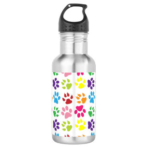 Farbige Pfoten, Hundepfoten, Katzenpaws Edelstahlflasche
