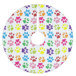 Farbige Pfoten, Hundepfoten, Katzenpaws Polyester Weihnachtsbaumdecke