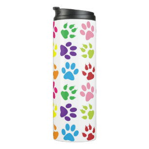 Farbige Pfoten, Hundepfoten, Katzenpaws Thermosbecher
