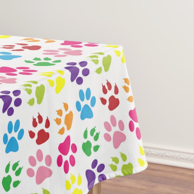 Farbige Pfoten, Hundepfoten, Katzenpaws Tischdecke (Beispiel)