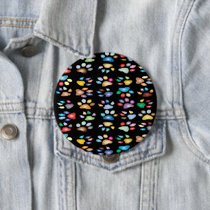 Farbige Pfotendrucke Button
