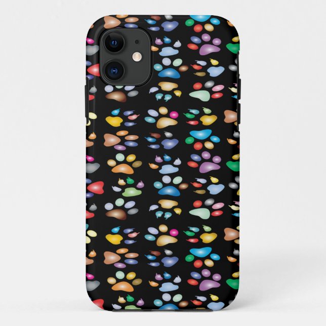 Farbige Pfotendrucke Case-Mate iPhone Hülle (Rückseite)