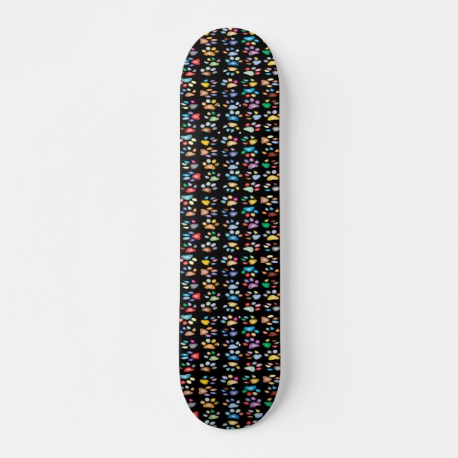 Farbige Pfotendrucke Skateboard (Vorne)