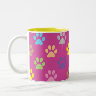 Farbige Pfotenmuster Zweifarbige Tasse