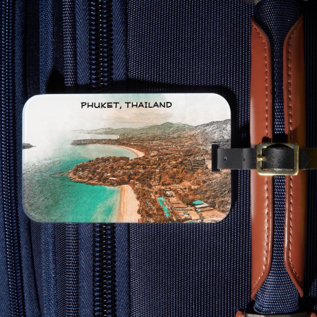Farbige Phuket Thailand Küstensicht Gepäckanhänger (Vorderseite Insitu 4)