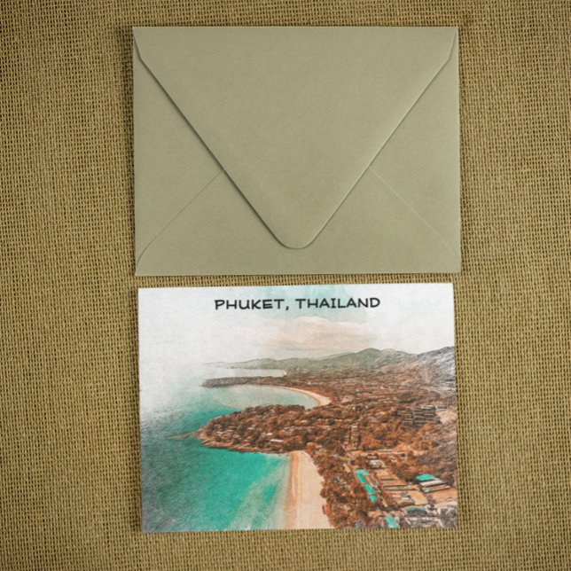 Farbige Phuket Thailand Küstensicht Postkarte (colorful phuket thailand postcard)