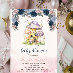 Farbige Pilze Blumen Baby Shower Einladung