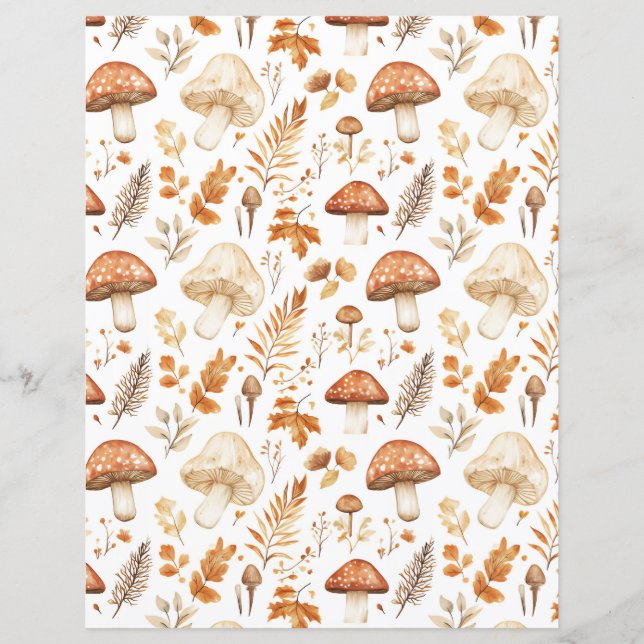 Farbige Pilze fallen Muster Scrapbook Papier (Vorderseite)