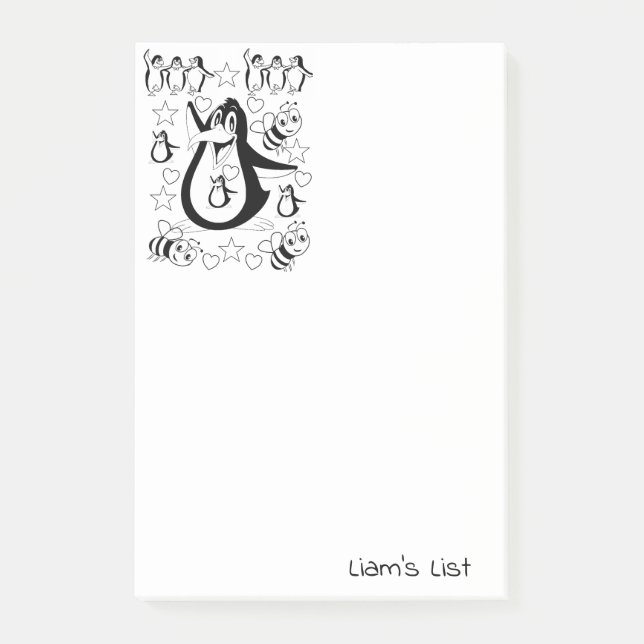 Farbige Pinguine-Hummeln Post-it Klebezettel (Vorderseite)