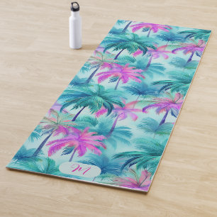 Farbige pinke Teal- und grüne Palmbaum-Yogamatte Yogamatte