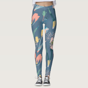 Farbige Pinselstriche, moderne Blume Leggings