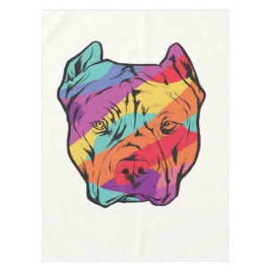 Farbige Pitbull-Grafik Tischdecke