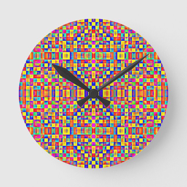 Farbige Pixel Runde Wanduhr (Vorderseite)