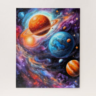 Farbige Planeten und Ringplanet-Weltraum
