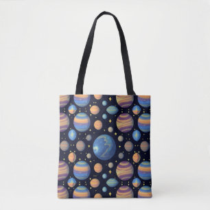 Farbige Planeten und Sterne im Weltraum Tasche