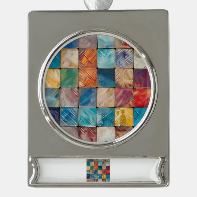 Farbige Plätze Banner-Ornament Silber (Vorderseite)