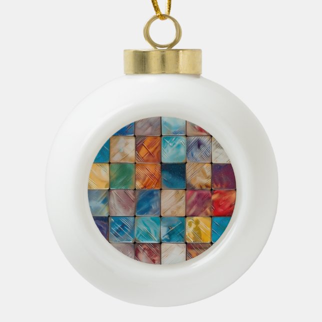 Farbige Plätze Keramik Kugel-Ornament (Vorderseite)