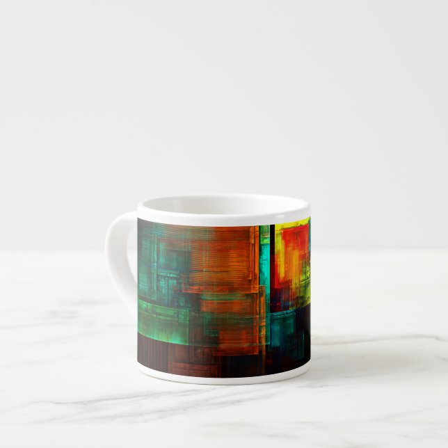 Farbige Plätze Modernes Abstraktes Kunstmuster #04 Espressotasse (Vorderseite Links)