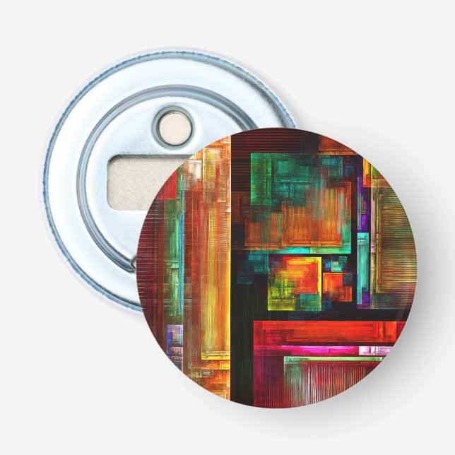 Farbige Plätze Modernes Abstraktes Kunstmuster #04 Flaschenöffner (Vorderseite)