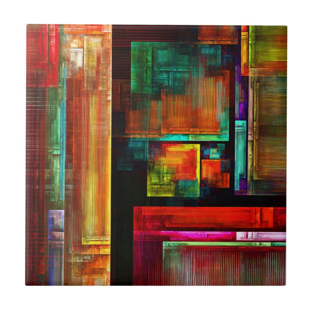 Farbige Plätze Modernes Abstraktes Kunstmuster #04 Fliese (Vorderseite)
