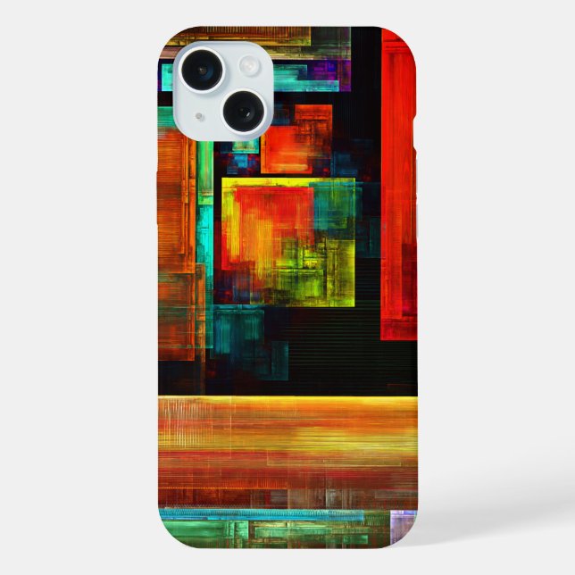 Farbige Plätze Modernes Abstraktes Kunstmuster #04 iPhone 15 Plus Hülle (Rückseite)