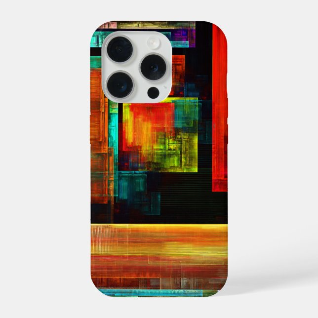 Farbige Plätze Modernes Abstraktes Kunstmuster #04 iPhone 15 Pro Hülle (Rückseite)