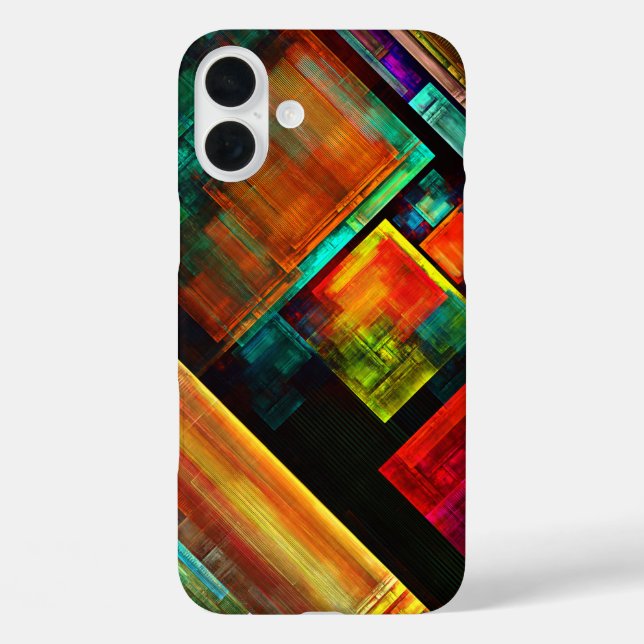 Farbige Plätze Modernes Abstraktes Kunstmuster #04 iPhone 16 Plus Hülle (Rückseite)