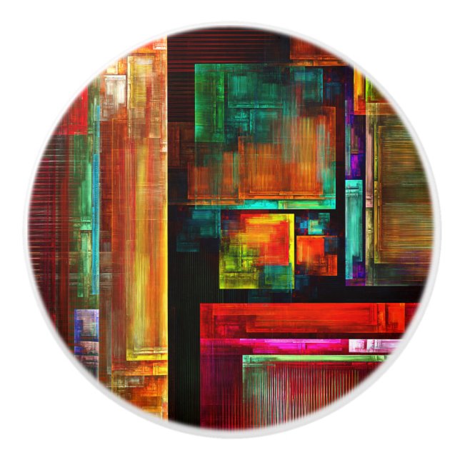 Farbige Plätze Modernes Abstraktes Kunstmuster #04 Keramikknauf (Vorderseite)