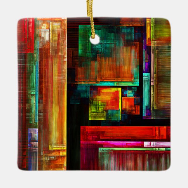 Farbige Plätze Modernes Abstraktes Kunstmuster #04 Keramikornament (Vorderseite)