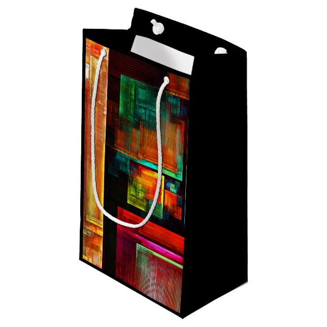 Farbige Plätze Modernes Abstraktes Kunstmuster #04 Kleine Geschenktüte (Vorderseite Schrägansicht)