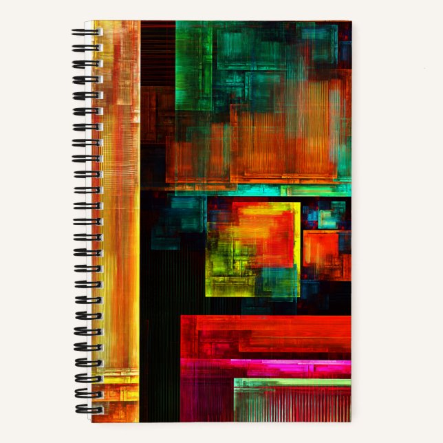 Farbige Plätze Modernes Abstraktes Kunstmuster #04 Notizbuch (Vorderseite)