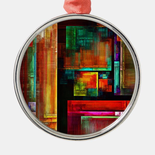 Farbige Plätze Modernes Abstraktes Kunstmuster #04 Ornament Aus Metall (Vorne)