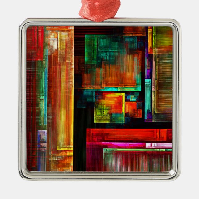 Farbige Plätze Modernes Abstraktes Kunstmuster #04 Ornament Aus Metall (Vorne)