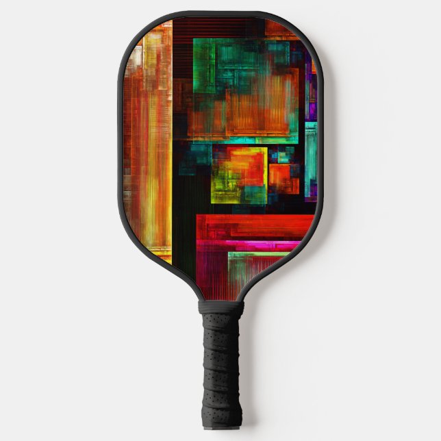 Farbige Plätze Modernes Abstraktes Kunstmuster #04 Pickleball Schläger (Vorderseite)
