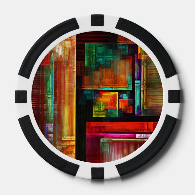 Farbige Plätze Modernes Abstraktes Kunstmuster #04 Pokerchips (Vorderseite)
