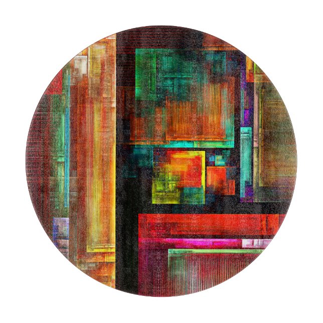 Farbige Plätze Modernes Abstraktes Kunstmuster #04 Schneidebrett (Vorderseite)