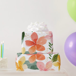 Farbige Plumeria Hawaii Tropische Blumen Botanisch Geschenkpapier