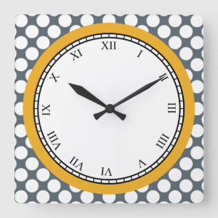 Farbige Polka Dot römische Ziffern weiß auf jede Quadratische Wanduhr