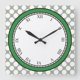 Farbige Polka Dot römische Ziffern weiß auf jeder  Quadratische Wanduhr