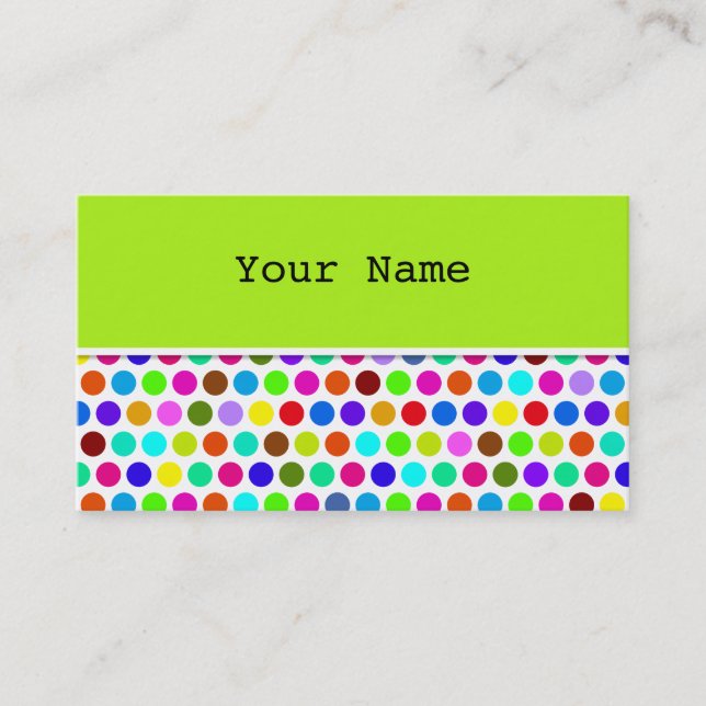 Farbige Polka Dots Muster + Ihr Rücken & Text Visitenkarte (Vorderseite)